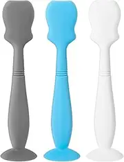 3pcs 6.3inch Diaper Rash Cream Applicator Spatulas With Suction Cup & Humanized Handle - Silicone Brush Multi-Purpose Tool BPA-free Butt Paste Spatula for Baby Newborn (B)