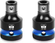 2pcs ImpactÂ Bit Holders 1/2 Inch Square Drive To 1/4 Inch Hex Socket Adapter...