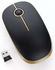 2.4G Portable Silent Wireless Mouse with USB Receiver, Slim Black Color New