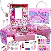 Toddler Pretend Makeup Kit - Princess Cosmetic Kits, Kid Make Up Set | Portable Pp Children Cosmetic Sets, Washable Beauty Salon Case Sets for Friends, Family, Kids, Birthday, Girls, Giifts
