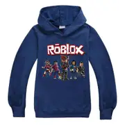 Roblox Game Printed Hoodies Kids Boys Girls Casual Long Sleeve Hooded Pullover Sweatshirt Tops -NMAOV Navy Blue 11-12 Years