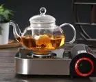 Gas Stove Heatable Glass Teapot Glass Kettle With Glass Infuser Tea Maker 1000ml