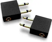 Gold Plated Airplane Flight Headphone Adapters (Pack of 2) | Allows You to use Your Earphones with All in-Flight Media Systems | This Airline Plane Headset Converter Enables Great Sound on All Planes