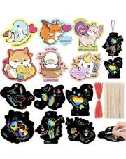 48 Pack Valentine Crafts Scratch Paper Ornaments