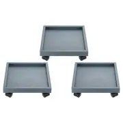 3Pcs Planter Caddy with Wheels, 12 Inch Square Rolling Plant Stand, Gray