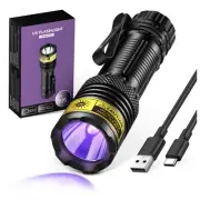 VMTENMV UV Flashlight USB Rechargeable 395nm Mini Blacklight, Wood's Lamp Por...