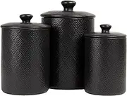 10 Strawberry Street Kitchen Canister, 3 Piece Set, Marquis Matte Black