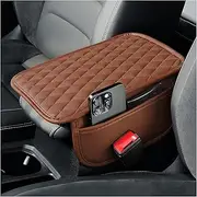 Arm Rest Cover for Car,Leather+Memory Foam Center Console Cover with Storage Bags,Universal Middle Console Cover Car Accessories Interior for Most Car Center Consoles (Brown)
