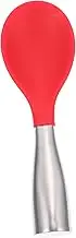 UTHCLO 1 PC Ergonomic Rice Spoon with Stainless Steel Handle Heat Resistant Standable Silica Gel Design for Home Kitchen Restaurant Use Red