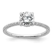 14k White Gold 1/3 Ct. Lab Grown Diamond VS/SI+ G+ 1 Ct. center Flair Round Engagement Ring
