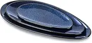 VICRAYS Large Oval Serving Platters, 16"/14"/10" Porcelain Serving Platters for Party, BBQ,Stackable Serving Trays Serving Plates for Appetizers, Sushi, Restaurant, Dessert Shop, Set of 3 (Blue)