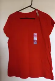 NOBO Junior's 2XL Short Sleeve T Shirt. Red Stretchy Tagless Top. Comfort NEW