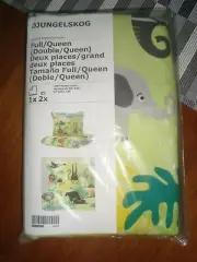 IKEA Duvet Cover & 2 Pillowcases Bed Set Full Queen Jungle Monkey Elephant Lion