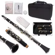 Professional Clarinet Bb Key 17 key Two Barrels Ebonite Body Nickel Plated &case
