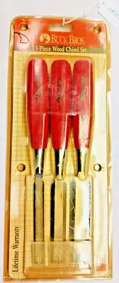 Buck Bros. (3) Piece Wood Chisel Set No 40427, 1/2", 3/4" & 1" Width of cut, USA