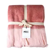 Maine & Crawford Baily 170x130cm Faux Mohair Sofa Throw Blanket w/ Fringing Pink