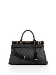 GUESS Women's Black Logo Sestri Luxury Satchel Bag