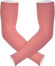 [Yoogain] UV Protection Upper Arm Compression Light Coral Solid Color Pure Plain Driving Sleeves for Volleyball, Basketball, Cycling Strong Air Permeability cubre brazos, Light Coral Solid Color Pure