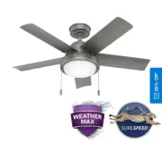 hunter 44 inch Squall Weather Max Outdoor Ceiling Fan W/ LED Light