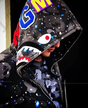 A Bathing Ape Bape Shark 星空款 鯊魚拉絨外套