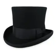 John Bull Theater-Quality Mens100% Wool Felt Top Hat in Black Large