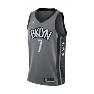 【NIKE 耐吉】球衣 男款 灰 白 籃網隊 KD 布魯克林 Nets NBA 7號 籃球 Durant 快乾(CV9469-005)