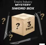 Mystery Box Set Of 3 Swords With Leather Sheath Two Steel & One Damascus Sword