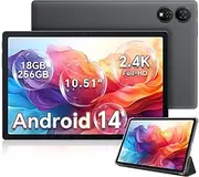 Pad 80 WiFi Android 14 Tablet 10.51 Inch, 18 GB RAM + 256 GB ROM Storage Space (2TB TF), 8200 mAh Battery, Octa-Core T606, Widevide L1, 5G WiFi, Android Tablet with Dual Camera 13MP + 8MP, GMS,