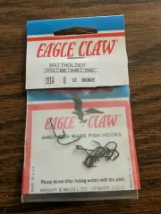 Eagle claw hooks size 8 Style 181A Bronze 10 pack