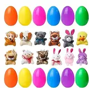 Easter Eggs - Filled Easter Eggs - Plush Prefilled Easter Eggs, Stuffed Easter Egg, 12X Holiday Stuffed Basket Plushies Stuffer - Easter Eggs With Animal Toys For Classroom Prize Hunt Filler