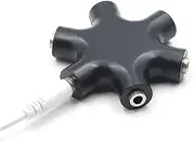 LIFKICH 6 Snowflake Way Headphone Splitter Adapter for Sharing Audio with Friends Connect Headsets to Tablets Players Mobile Devices Black