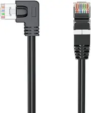 90 Degree Cat 6 Ethernet Cable Shielded Left Angle & Right Angle CAT6 Network Cable RJ45 gigabit Internet Cable – Ideal for 1Gbps Networks/LANs (10Feet, Leftward)