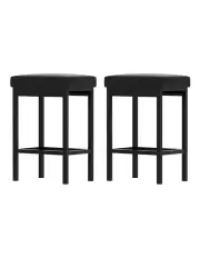 [Artiss] 2x Metal Bar Stools PU Seat Dining Counter Chairs in Black