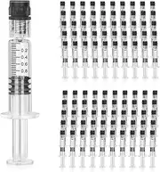 Jderv 100pcs Borosilicate Glass 1ml Syringe with Luer Lock, Heat Resistant, Measurement Markings, Non-Medical, Sterile, Lab Use, Thick Liquids, Oil, Ink, Reusable, Dishwasher Safe