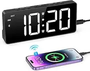 ORIA Digital Alarm Clock, LED Alarm Clock with Bluetooth Sync Time, Adjustable Volume Brightness, Snooze Funtion, USB Rechargeable Bedside Clock with Large Display for Home, Office