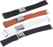 [JEWEDECO] 4pcs Boy Girl Elastic Belts Stretchy Waistbands for Boys and Girls Lightweight and Boy Girl Belts and Camel Colors