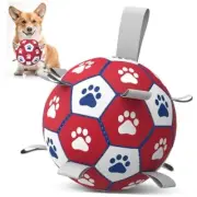 Dog Balls, Interactive Dog Toys for Tug of War, Dog Soccer Ball with Medium Red