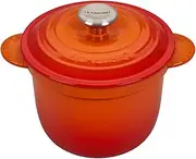 [Le Creuset] Enameled Cast Iron Rice Pot with SS Knob & Stoneware Insert, 2.25 qt., Flame