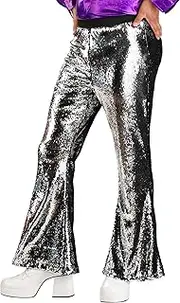 Fun Costumes Mens Reversible Sequin Disco Pants Small Silver
