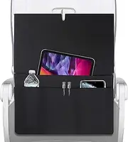 [OMEIKE] Travel Essentials Airplane Tray Table Cover Accessories, Seat Back Organizer & Storage for Personal Items, Clean, Convenient, Multiple Pockets, Sanitary for Flying, Media Pouch(Black)