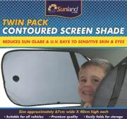 Sunland Twin Pack Contoured Side Window Screen Sun Shades UV Protection