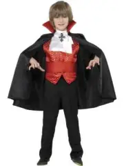 Vampire Boys Costume Cape Dracula Gothic Count Horror Halloween Scary Child