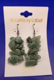 NEW - REAL Semi Precious - Peridot Chip Dangle Earrings- 2" Long