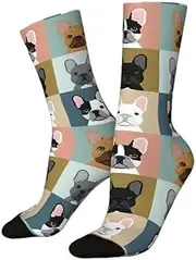 [Paranoid Fish] French Bulldog Socks One Size UK 3 To 10 All Over Print, MultiColoured, 3-10