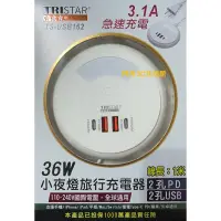 在飛比找蝦皮購物優惠-全球通用《現貨》TRISTAR 三星 36W 小夜燈旅行充電