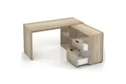 Ravee L-Shape Executive Computer Corner Desk Table W/ Storage - Light Sonoma Oak