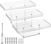 Dessert Display Shelf, Cupcake Display Stand, Acrylic Display Riser, 3 Tier Clear Cupcake Holder for Cupcakes, Easy Install Dessert Table Riser Stand Tiered Cake Serving Tray for Birthday Party