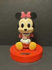 Solar Powered Dancing Bobble Head Toy - Disney Minnie Mouse With Flowers - Japan