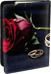 [JEJEA] Red Rose Print Travel Organizer Credit Cards Case Passport BookPassport Holder Cover Wallet forTraveling,, Black, One Size