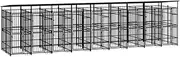 Outdoor Dog Kennel Heavy Duty with Roof, Large Exercise Pen, Run Cage, Steel Pet Enclosure for Dogs, Kennels & Doghouse, 16.59 m虏